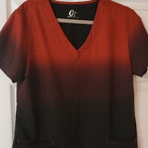 scrub top Red/black size large